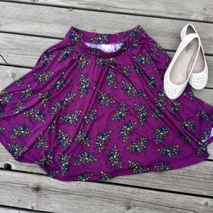 Purple Floral Swing Skirt LuLaRoe Madison size L